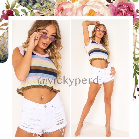 Tops - Pastel Stripe Crop Top